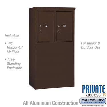 6 Door High Free-Standing 4C Horizontal Parcel Locker with 2 Parcel Lockers in Bronze with Private Access